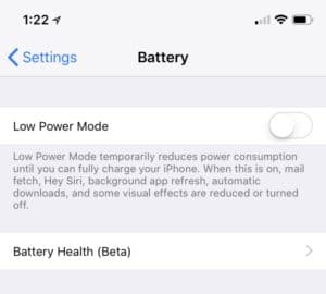 iPhone Battery Settings