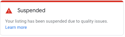 Suspended GMB Listing Warning
